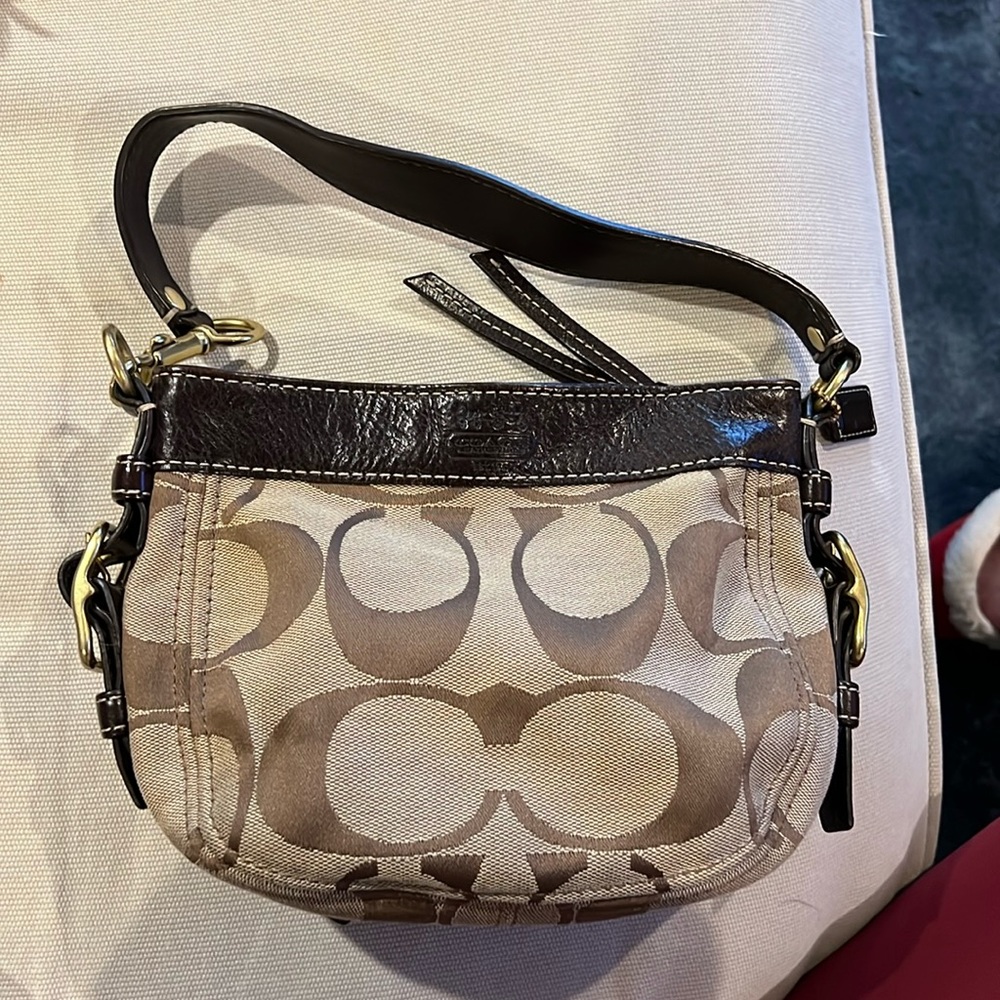Coach brown original C pattern purse small